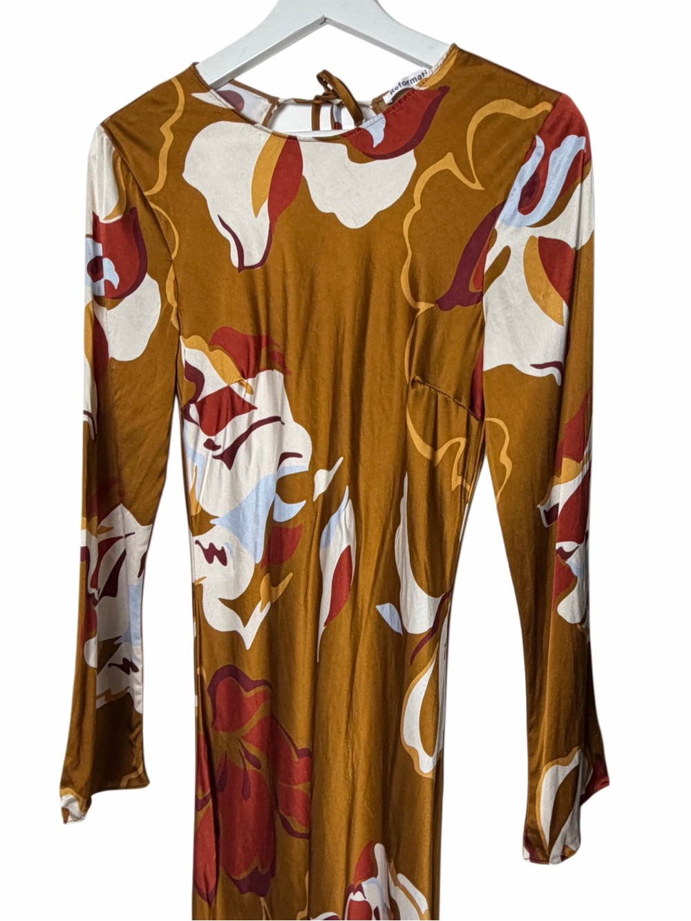 Reformation Davina Gold Floral Silk Midi Dress - Picture 5 of 10
